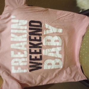 Pink t-shirt heat pressed with sequence